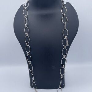 Robert Lee Morris 925 Sterling Silver Oval Link Hammered Necklace Minimalist